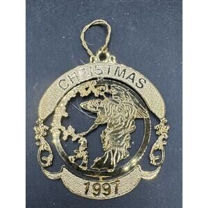 1997 Christmas Angel USPS ENSEMBLE Metal Gold Christmas Ornament EUC! -S1N